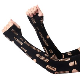 Mrotrida Women's Grunge Gloves High Elasticity Ice Silk Sunscreen Fingerless Long Arm Sleeve