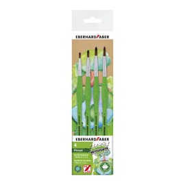 Eberhard Faber 579926 Synthetic Brush Set Green Winner, 4 Round Brushes 0, 1, 2, 4