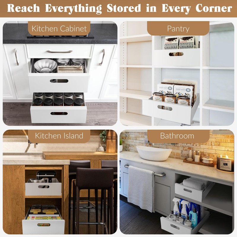 1 Pack | 21" Deep Pull Out Cabinet Organizer Adhesive,