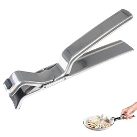 Stainless Steel Hot Plate Gripper - Multi-Purpose Anti-Scald Bowl Holder Clip and Pan Gripper, Ergonomic Silicone Non-Slip Cooking Tongs Clamp Holder for Microwave, Oven, Air Fryer Use