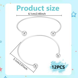 UNICRAFTALE 12Pcs Adjustable Wire Blank Bracelet Stainless Steel Torque Bangles Cuff Bangles with Soldered Round Beads Blank Bracelet for Crafting DIY Jewelry Making