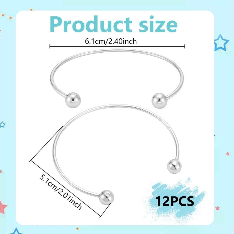 UNICRAFTALE 12Pcs Adjustable Wire Blank Bracelet Stainless Steel Torque Bangles