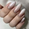 Press on Nails Almond French Tip Fake Nails Nude White