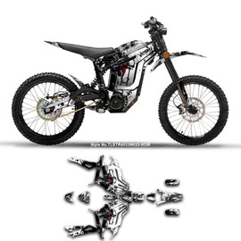 Kungfu Graphics Decal Kit for Talaria Dirt Bike Sting R （with Front Plate, Talaria Fork）, Black White, TLSTR4023N023-KOR