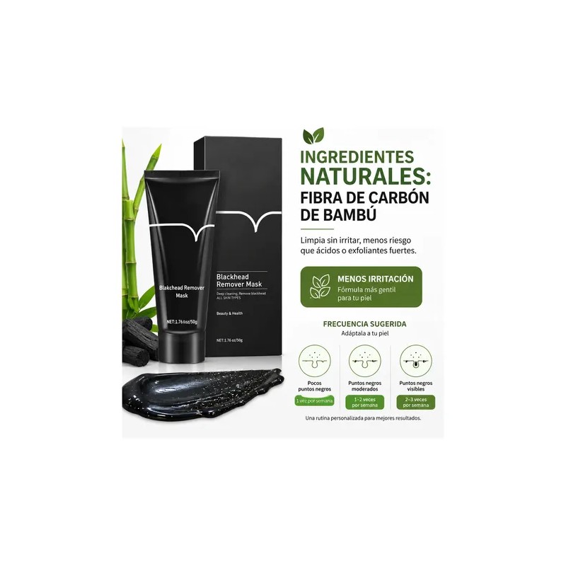 Mascarilla Facial 50g Carbón Activado Elimina Puntos Negros
