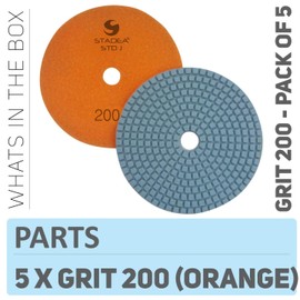 Stadea PPW243D Diamond Polishing Pads 5" For Concrete Terrazzo Marble Granite Countertop Floor Wet Polishing, Grit 200 - Pack of 5