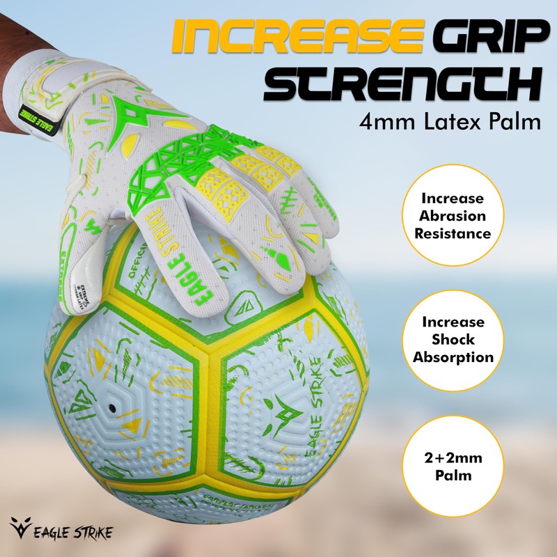 Soccer Goalie Gloves - Fingers Protection, Sizes 5 to 10,