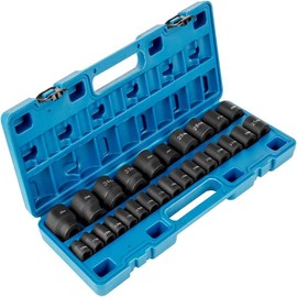 VEVOR Impact Socket Set 29 Piece Impact Sockets CR-M0 3/4 Inches Drive Set with Storage Cage:_3/8 Inches -26 PCS【Deep & Standard】