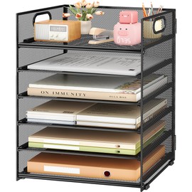 Subekyu Organizador de Bandeja de Archivos de Papel de 6 Niveles para Escritorio, Organizador Clasificador de Accesorios de Carpetas de Archivos de Pa