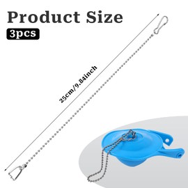 Toilet Flapper Chain 9.8inch,3PCS Stainless Steel Universal Toilet Bowl Chain Replacement With Hook and Ring Toilet Handle Beaded Chain for Most Toilet Flappers,Toilet Flapper Lift Chain Replacement