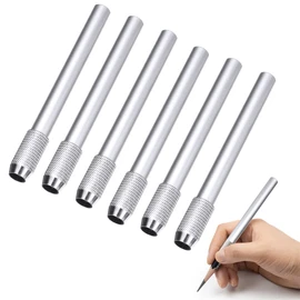 Pencil Extension Holder Pencil Cap Auxiliary Axis Aluminum Lightweight Pencil Extender Posture Corrector for Children School Writing Instruments Art Students Drawing Tool Easy to Hold Short Pencils Assistant Axis (Set of 6)