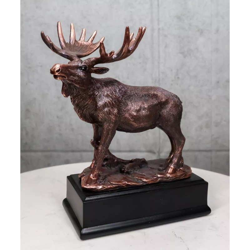 The Emperor Wild Elk Bull Moose Statue Bronze Electroplated Figurine