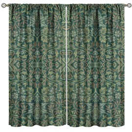 Retro William Morris Curtain, Original Design Green Garden Flower Decoration Curtain for Home Bedroom Living Room Living Room Kitchen 42" W X 45" L