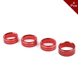 JeCar Air Conditioner Switch Knob Cover & Headlight Knob Cover Aluminum Alloy AC Button Trims Compatible with Jeep Wrangler 2018-2023 JL JLU & 2020-2023 Gladiator JT with Specific Dial Panel, Red