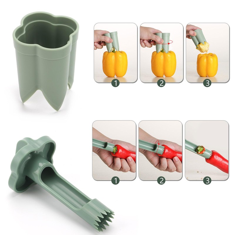 4 PCS Pepper Corer, Upgrade 2 in 1 Pepper Seed
