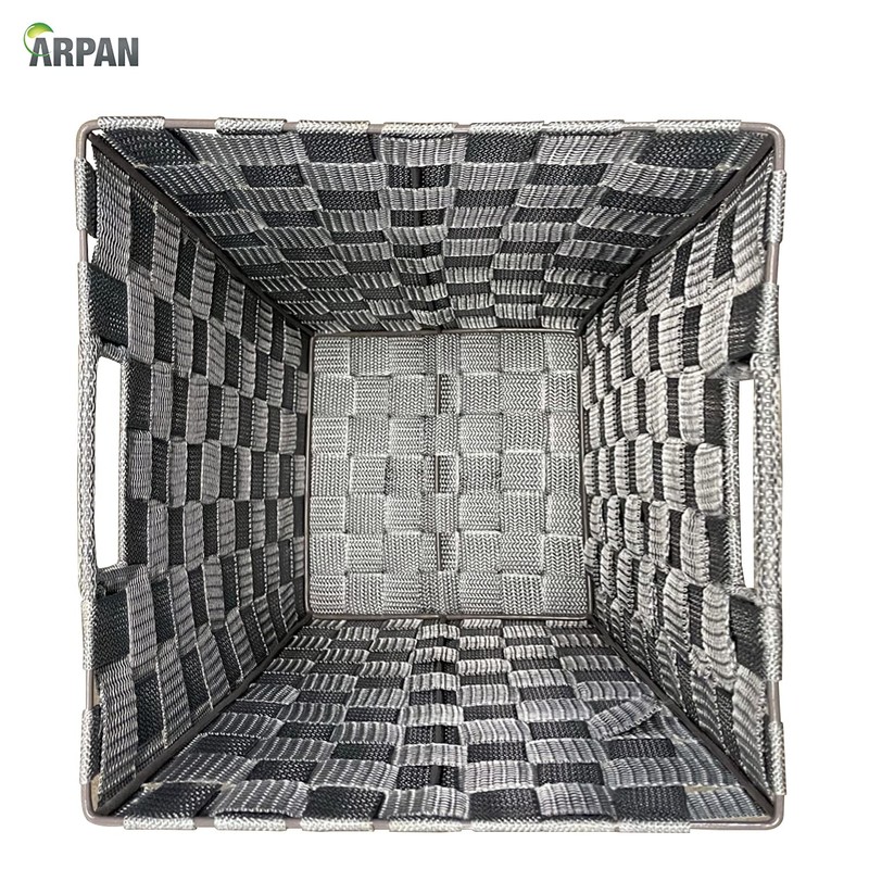 ARPAN Waste Paper Bin Grey Nylon Plastic Strong Square Storage