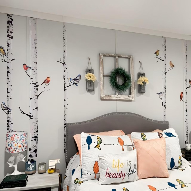 Supzone Large Birch Tree Wall Decals 5 White Tree Forest