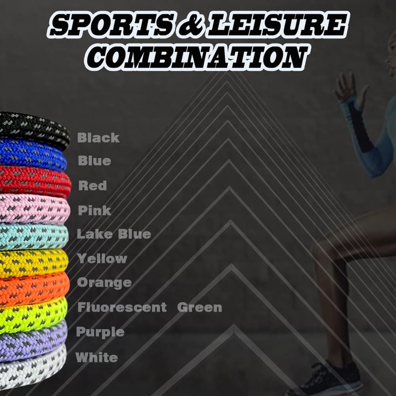 VASGO Round Shoe Laces Reflective 9 Different Lengths Thick 10