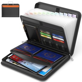 Fireproof Accordion File Organizer with 13 Pocket, Document Organizer with Handle & Labels, Expanding File Folder Multi-Layer Portable Home Travel Storage for Letter A4 Files and More