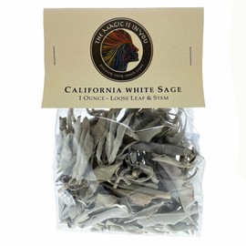 Smudge - California White Sage Loose Leaves & Stems (1 oz) with Instructions