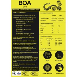 TG TOUGH GLOVE BOA LITE (L) Nitrile Gloves (Pack Of 100) | Black Multi-Purpose Disposable Gloves | DIY Gloves Powder & Latex Free Lightweight Durable Nitrile