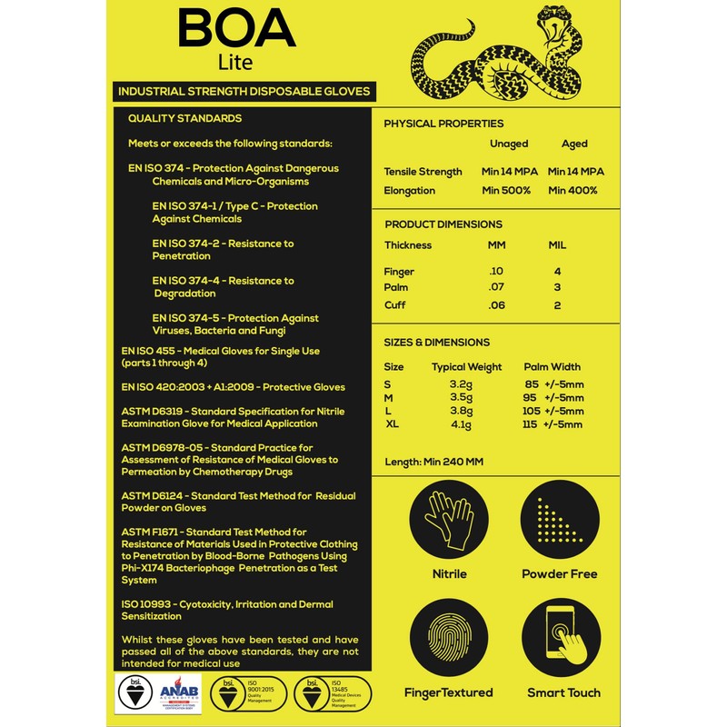 TG TOUGH GLOVE BOA LITE (L) Nitrile Gloves (Pack Of