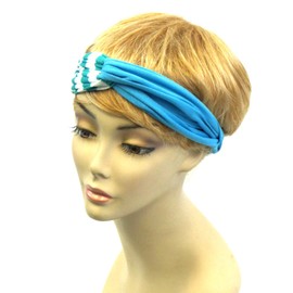 Arras Creations Fashion Trendy Turban Style Stripe Head Band Hair Accessory for Women / AZFJHB108 (Blue)