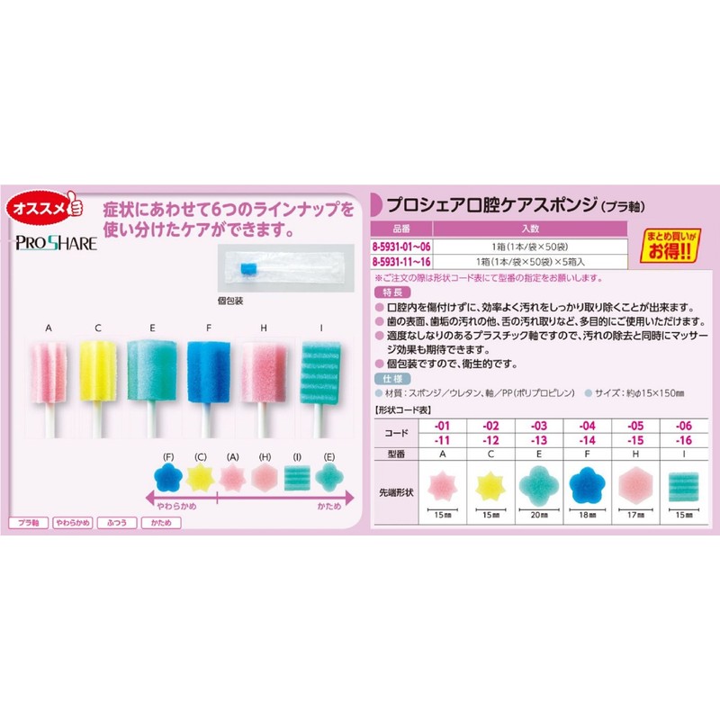 As One Navis C /8-5931-02 Proshare Oral Care Sponge (Plastic