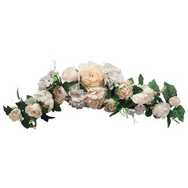 VGIA 32" Rose/Peony/Hydrangea Swag for Wedding Party Home Garden, Wedding Arch Garden Wall Decoration, Weddings, Beige
