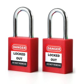 POFET 2PCS 38mm / 1.5" Lockout Tagout Locks Safety Padlock Plastic Red