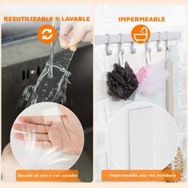 LSXD Cinta Doble Cara, 2 Rollos 5M Nano Tape Extrafuerte Reutilizable y Impermeable con Tijera, Tape Doble Cara Transparente para Pared, Cocina, Baño, Alfombra, Manualidades, Fijación de Fotos