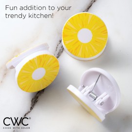 COOK WITH COLOR Cute Bag Clips - 10 Pc. Set of Funny Chip Clips and Snack Clips - Kitchen and Food Bag Clips for Airtight Seal for Food Storage (Pineapple)