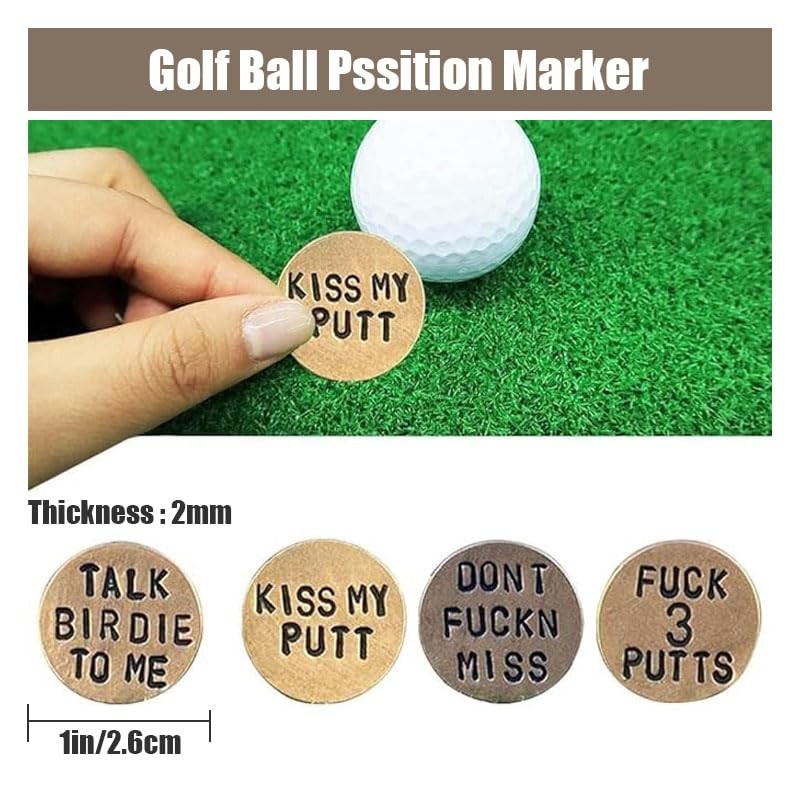 4PC Ball Marker, Funny Great Golf Gifts and Accessories for
