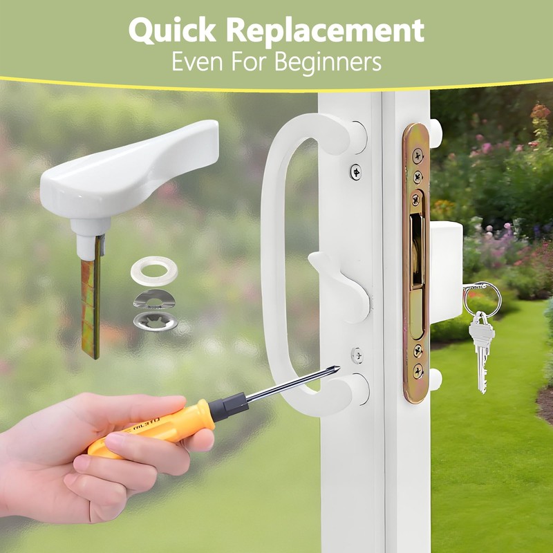 Metal Sliding Door Latch Lever,2 Sets, 1-3/8 in. Tail, White