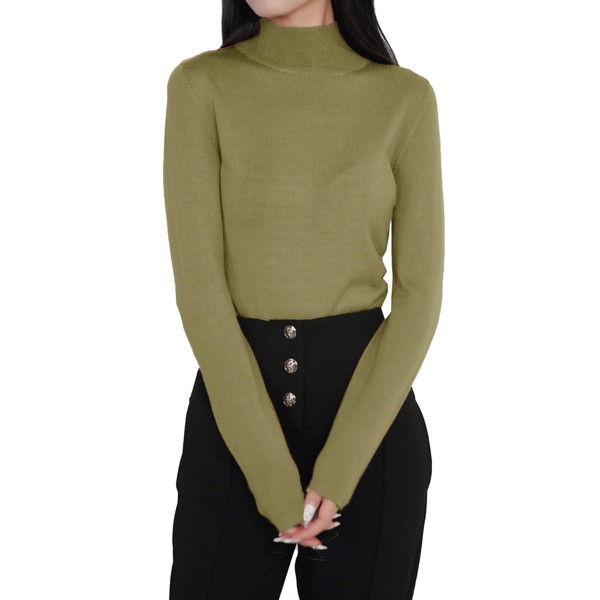 Gothden Women Long Sleeves Mock Turtleneck Top Basic Stretch Fitting