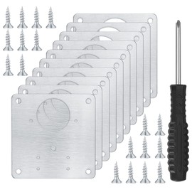 10 Pcs Stainless Steel Hinge Repair Kit, Brackets, Plate & Screws, 80 Screws & Screwdriver, Kitchen Cupboards, Cabinets, Doors, Flat Fixing Joining Mending Plates Braces (10)