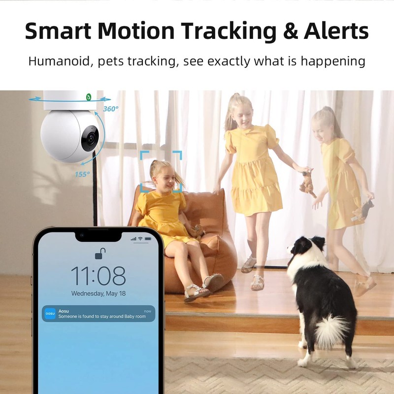 AOSU 4MP 2.5K Indoor Camera, Security Camera Indoor work with