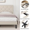 VECELO Queen Size Bed Frame with Button Tufted Headboard, Upholstered