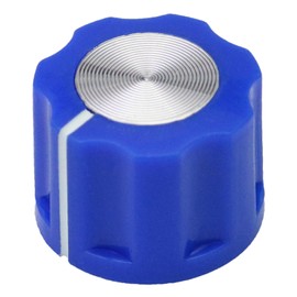 6.4mm Round Hole Small Fluted Silver Cap Retro Style Amplifier/Instrument Control Knob Pack of 5 (Blue)