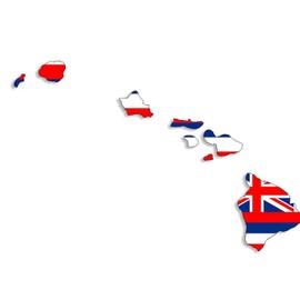 Large Hawaiian Islands Shaped Hawaii State Flag Sticker (hi Kauai oahu Vinyl Decal for Car Truck Window (7 x 11 inch)