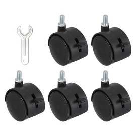 PATIKIL Office Chair Wheels Replacement 2", 8 Pcs Nylon Heavy Duty Office Furniture Casters Wheels with Wrench Universal Wheel for Hardwood Floor Carpet, Black(Screw Stem with Brake)