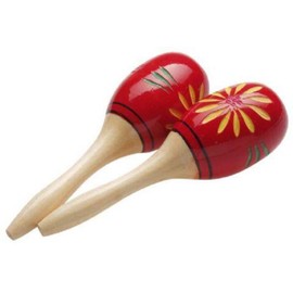 WOOD MARACAS OVAL 26CM RED