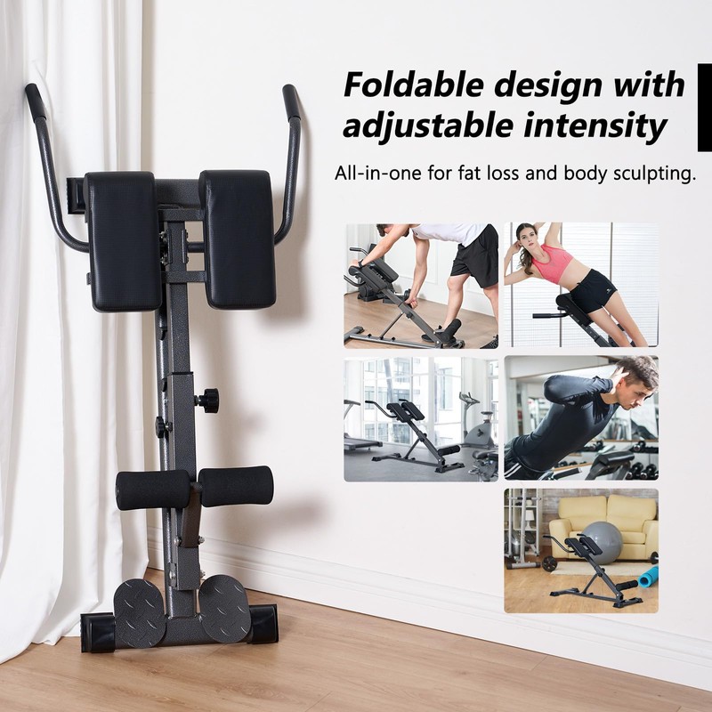 SogesPower Roman Chair Back Extension Machine, Hyperextension Bench for Hamstring,Adjustable