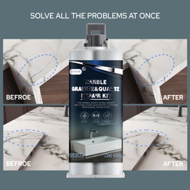 Quartz Countertop Chip Repair Kit, White Granite & Marble Repair Kit, Suitable for Granite, Marble, Quartz Stone, and Other Stone Surface Crack Quartz Chip Repair Kit