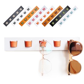 ACOCOFE Sunglass Organizer Glasses Holder,Wood Eyeglass Storage Holder,Sunglasses Rack Eyewear Display((White-orange)