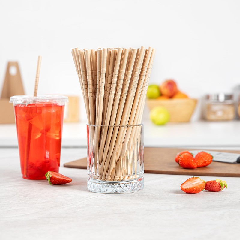 Restaurantware-Basic Nature 7.8 Inch Bendable Paper Straws, 100 Count Sustainable