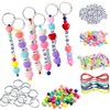 JehaYu 287 Pcs DIY Bead Keychain Making Kit Beadable Keychains