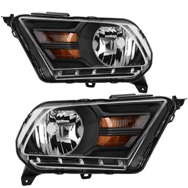 AUTOSAVER88 Headlight Assembly Compatible with 2010 2011 2012 2013 2014 Ford Mustang OE Headlamp Replacement Black Housing Amber Reflector