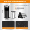 BEAMNOVA Outdoor Trash Can with Lid Black Stainless Steel Commercial