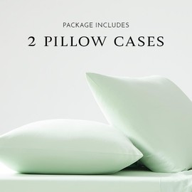 Linen Closet Luxury Cotton 400 Thread Count Ultimate Cotton Percale Standard Pillowcases, Set of 2, Sage Green